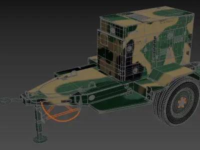 60 KW Diesel Generator With trailer 3D model