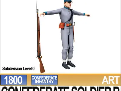 Civil War Confederate Soldier B Infantry 3D model