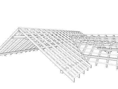 Revit Family Rafter Roof Parametric Timber Structure 3D model