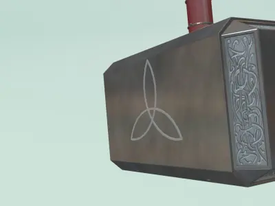 Mjolnir Thor Hammer 3D Model low poly Free low-poly 3D model