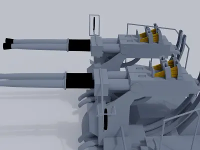 40mm Quad Anti-Aircraft Gun 3D model