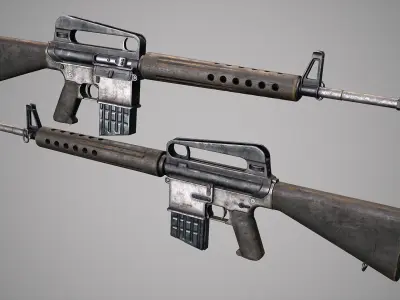 PBR ArmaLite AR-10 Low-poly 3D model