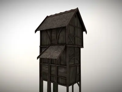 Medieval lake village - House 9 Low-poly 3D model