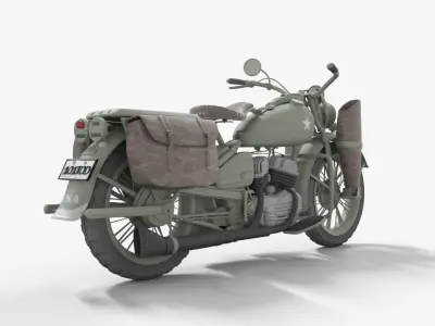 WWII USA MOTORCYCLE Low-poly 3D model