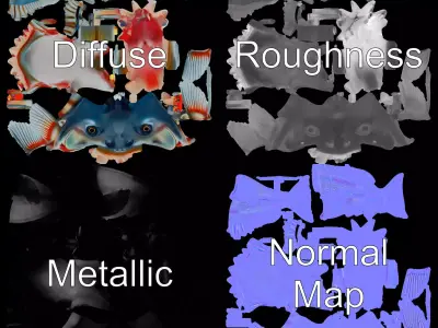 Colorful Anglerfish model pack Low-poly 3D model