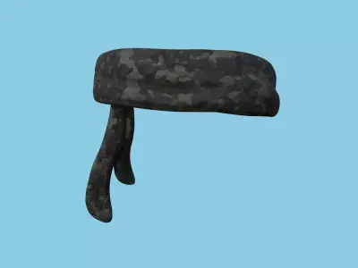 Black Multicam Camouflage Bandana - Military Character Design Low-poly 3D model