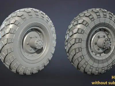 Truck Wheel 02 GAZ-66 Low-poly 3D model