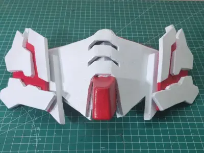 RX-0 Unicorn Gundam Destroy Mode Gunpla Face Mask Pepakura Files 3D print model