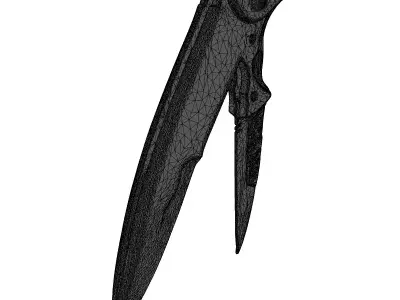 Black Engraved Folding Tactical Knife 3D model