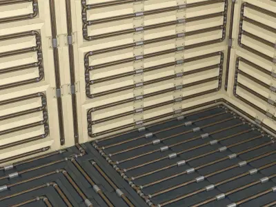Interior Sci-fi Small Brass Tubes PBR 3D model