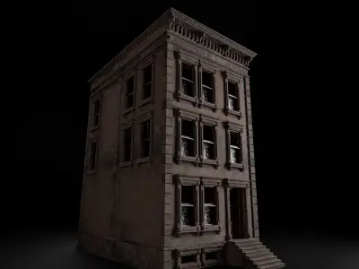 BROOKLYN BROWNSTONE REGULAR OLD BUILDING 001 Low-poly 3D model
