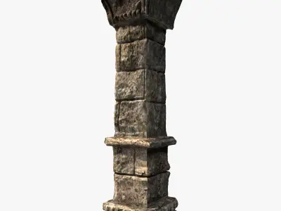 Stone pillar column Low-poly 3D model