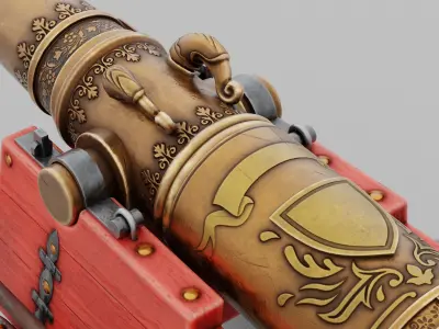 O Kit 01 Cannon Kit 04 of 05 treasure cannon Low-poly 3D model