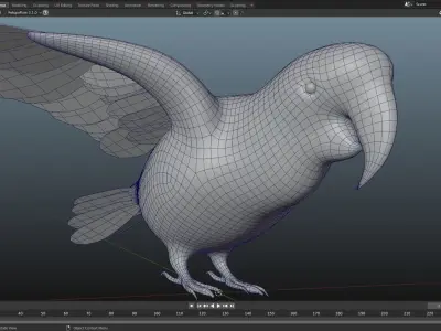 MACAW LOWPOLY parrot with wings spread Low-poly 3D model