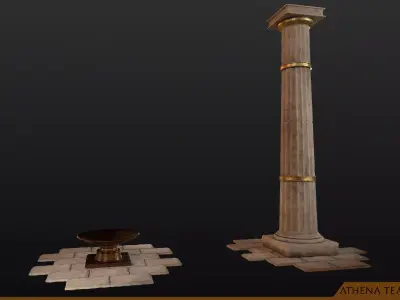 Ancient Greek Dorric Pillar and Mettalic Brazier 3D model