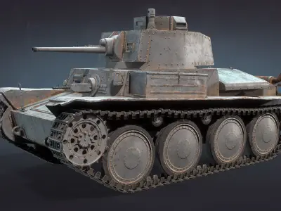 Tank PzKpfw 38t or LT vz38 Low-poly 3D model