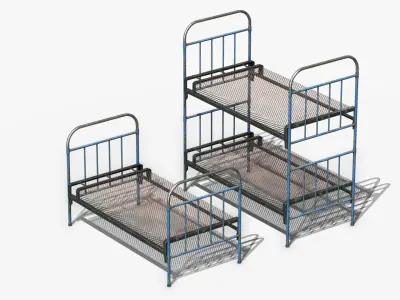 Armored old Bed  Low-poly 3D model