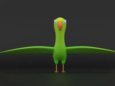 Cartoon Parrot Low-poly Rigged 3D model Low-poly 3D model