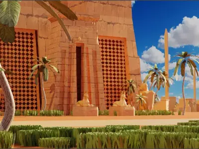 An ancient Egyptian temple Low-poly 3D model