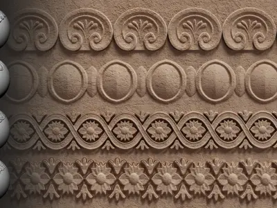 30 Ornament Trim Brush Ornament Library VOL 01 Low-poly 3D model