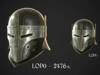 Knight Helmet 09 Low-poly 3D model