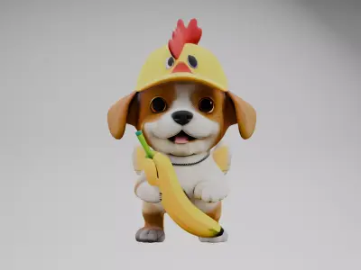 chicken banana dog 3D model