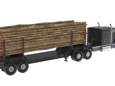 Kenworth W900L Logger Black 3D model