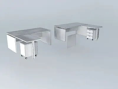 OFFICE DESK with MOBILE PEDESTAL-1800x1900x735mmH Free 3D model