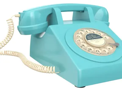 Blue Rotary Phone 3D model