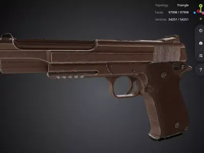 Brown Pistol 3D model 4