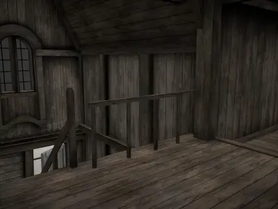 Medieval Lake Village - House 18 with interiors 3D model