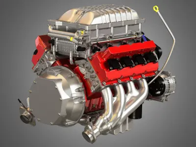 Demon HEMI Engine - V8 Supercharger Engine 3D model