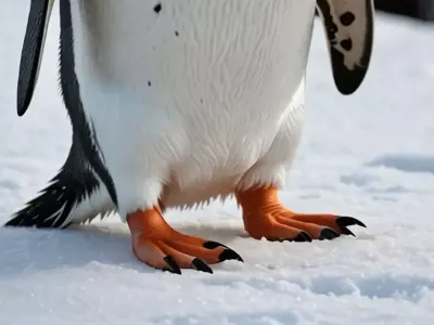 Gentoo Penguin Imperator Black White Bird Orange Beak Snow Low-poly 3D model