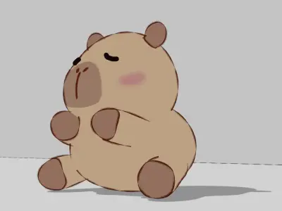 cute capybara 2D look in Blender Free low-poly 3D model