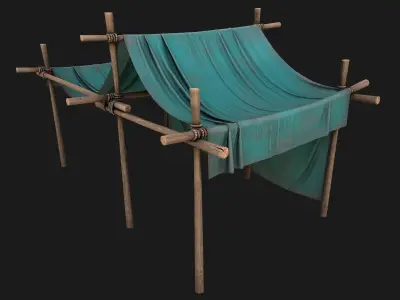 Large Trade Fair Tent Stalls Low-poly 3D model