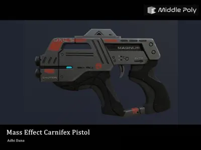 Mass Effect Carnifex Pistol Free low-poly 3D model