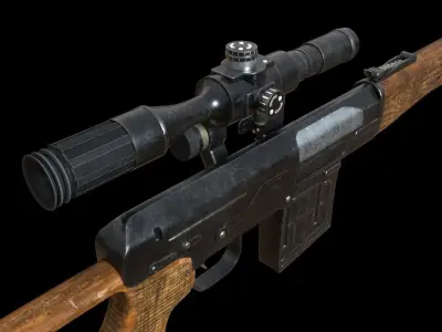 Sniper Rifle Dragunov Svd Low-poly 3D model