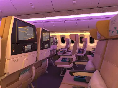 Boeing 787 Etihad  economy interior 3D model