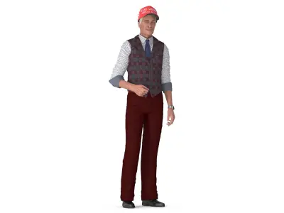 Elderly Man in Casual Wear and Trump Hat 3D model
