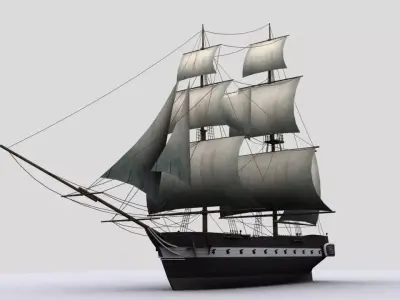 Sailboat brig Low-poly 3D model