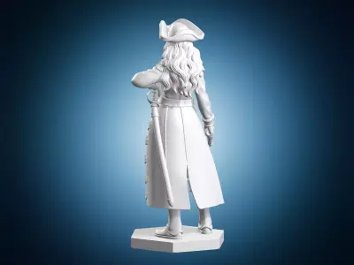 Female Pirate Captain Coat Pistol Miniature 3D print model