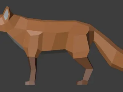 Low poly red fox Low-poly 3D model