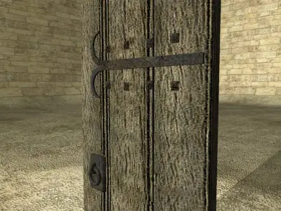 Wooden Ancient Door Low-poly 3D model