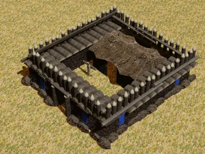 Barracks Age of Empires 2  Low-poly 3D model