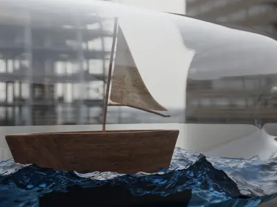 Boat in a Bottle Realistic Miniature PBR Blend FBX OBJ GLB Low-poly 3D model