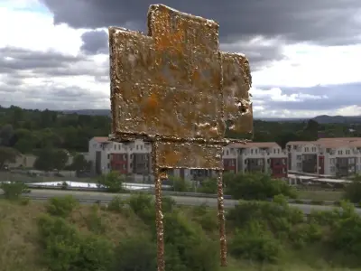 Sign placard old rusted 3D model 3D model