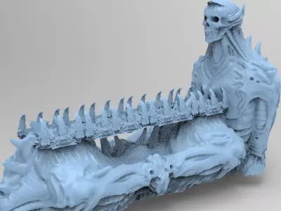 Alien organic Robot statue bridge colossal 3D model