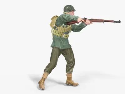 World War II US Soldier  Low-poly 3D model