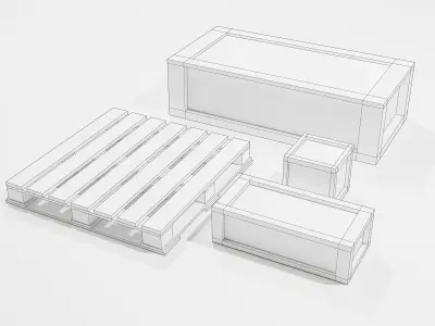 Wooden Transport Boxes Free low-poly 3D model