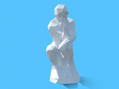 The Thinker Sculpture Low Low-poly 3D model